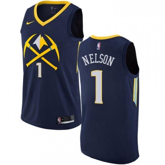 Youth Nike Denver Nuggets 1 Jameer Nelson Swingman Navy Blue NBA Jersey City Edition