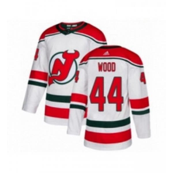 Youth Adidas New Jersey Devils 44 Miles Wood Authentic White Alternate NHL Jersey