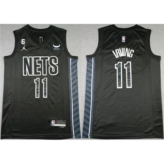 Men Brooklyn Nets 11 Kyrie Irving Black2022 23 Statement Edition No 6 Patch Stitched Basketball Jersey