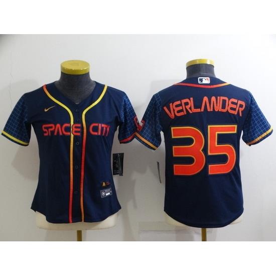 Women Houston Astros 35 Justin Verlander 2022 Navy City Connect Stitched Jersey