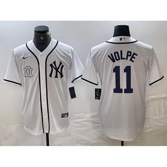 Men NeW York Yankees 11 Anthony Volpe White Cool Base Stitched Baseball JerseyS