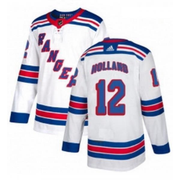 Youth Adidas New York Rangers 12 Peter Holland Authentic White Away NHL Jersey