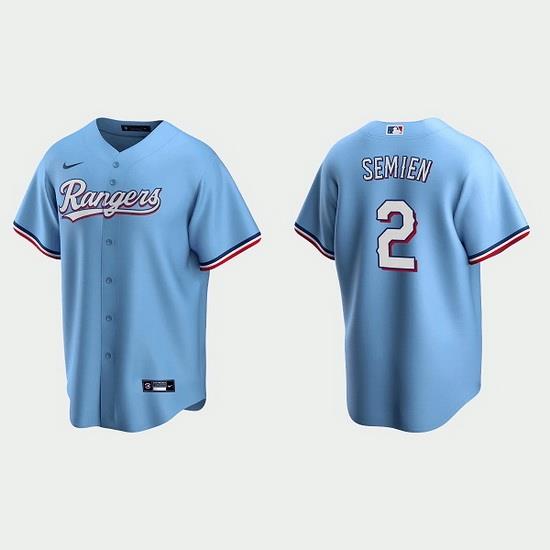 Men Texas Rangers 2 Marcus Semien Light Blue Cool Base Stitched Baseball jersey