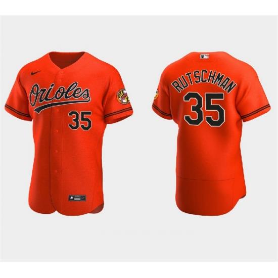 Men Baltimore Orioles 35 Adley Rutschman Orange Flex Base Stitched Baseball Jersey