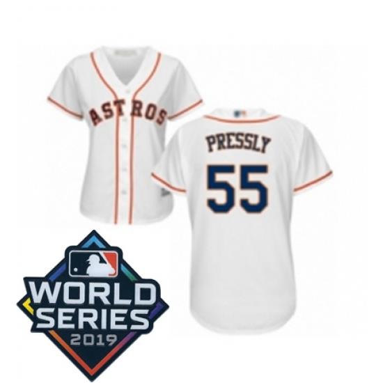 Womens Houston Astros 55 Ryan Pressly White Home Cool Base Baseball jersey
