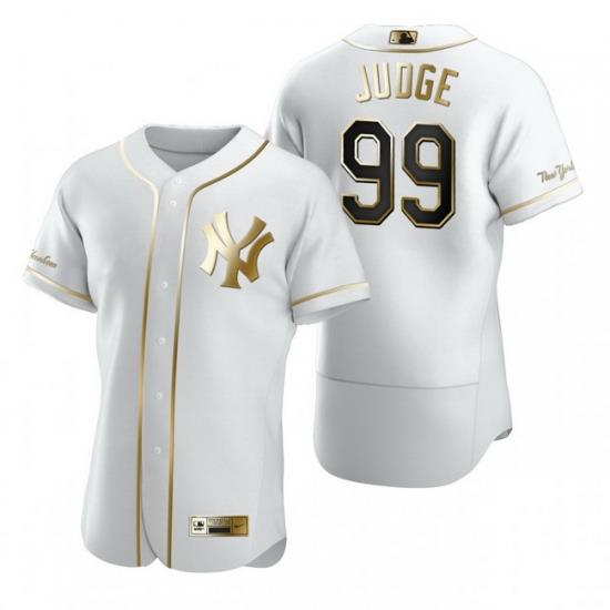 NeW York Yankees 99 Aaron Judge White Nike Mens Authentic Golden Edition MLB Jersey
