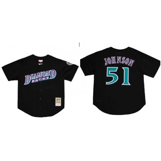 Men Diamond Backs 51 Johnson Black Jersey