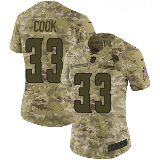 Womens Nike Minnesota Vikings 33 Dalvin Cook Limited Camo 2018 Salute to Service NFL Jersey