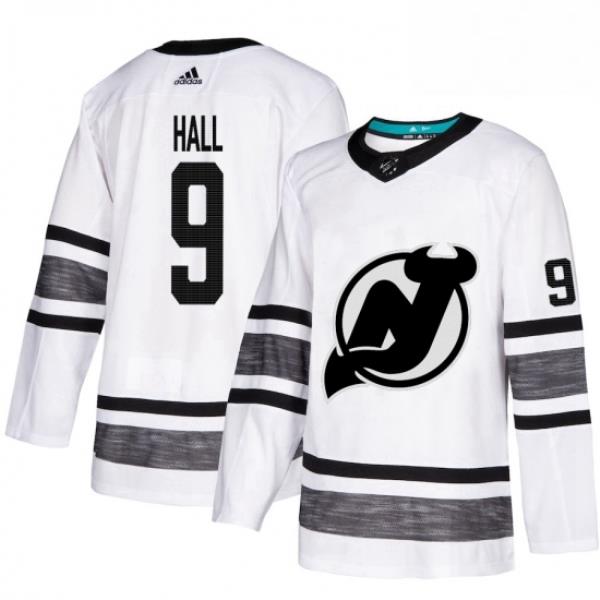 Mens Adidas New Jersey Devils 9 Taylor Hall White 2019 All Star Game Parley Authentic Stitched NHL Jersey