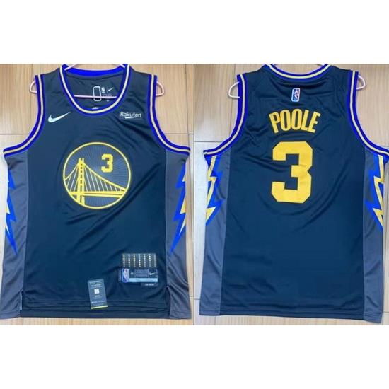 Men Golden State Warriors 3 Jordan Poole 75th Anniversary 2021 2022 City Edition NBA Jersey