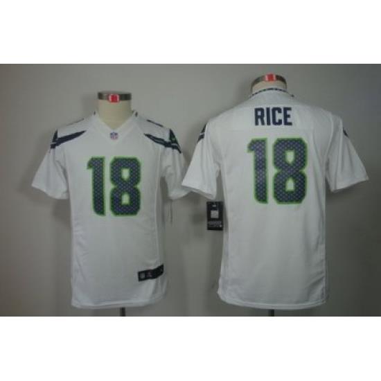 Youth Nike Seattle Seahawks 18# Sidney Rice White Color[Youth Limited Jerseys]