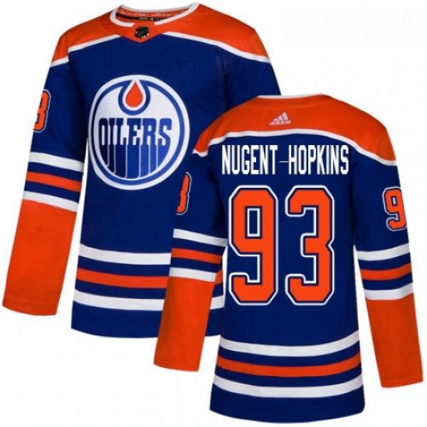 Youth Adidas Edmonton Oilers 93 Ryan Nugent Hopkins Authentic Royal Blue Alternate NHL Jersey