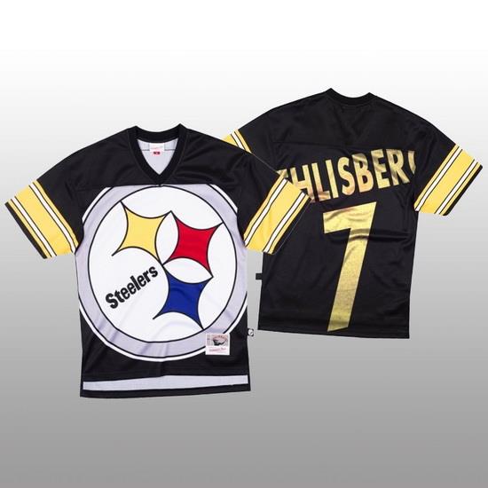 NFL Pittsburgh Steelers 7 Ben Roethlisberger Black Men Mitchell  26 Nell Big Face Fashion Limited NFL Jersey