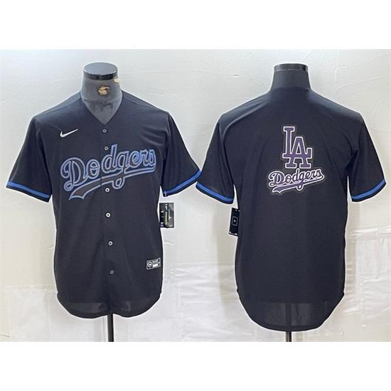 Men Los Angeles Dodgers Team Big Logo Black Cool Base Stitched Baseball Jersey 4
