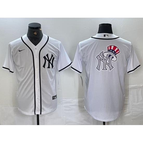 Men NeW York Yankees White Team Big Logo Cool Base Stitched Baseball Jersey 19