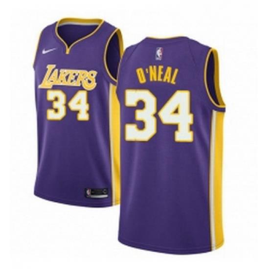 Womens Nike Los Angeles Lakers 34 Shaquille ONeal Swingman Purple NBA Jersey Statement Edition