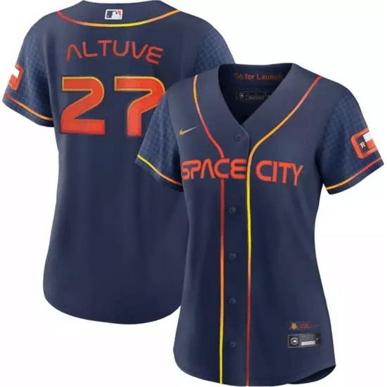 Women Houston Astros 27 Jose Altuve 2022 Navy City Connect Stitched Jersey