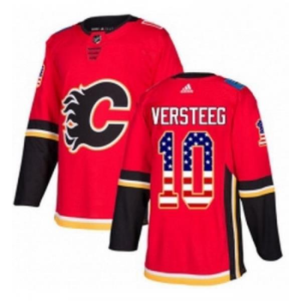 Youth Adidas Calgary Flames 10 Kris Versteeg Authentic Red USA Flag Fashion NHL Jersey