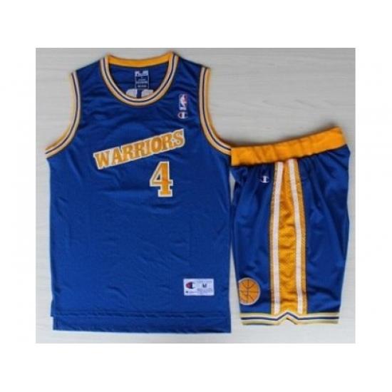 Golden State Warriors 4 Chris Webber Blue Hardwood Classics NBA Jerseys Shorts Suits