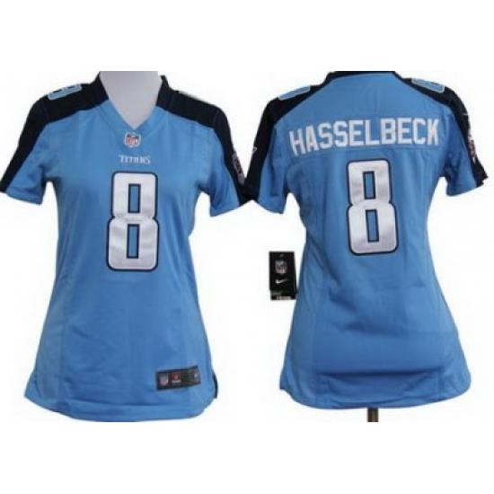 Women Nike Tennessee Titans 8# Matt Hasselbeck Light Blue Nike NFL Jerseys
