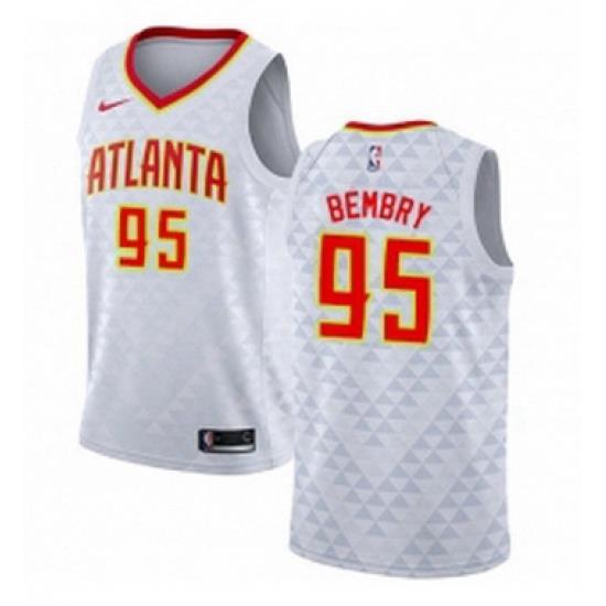 Youth Nike Atlanta Hawks 95 DeAndre Bembry Authentic White NBA Jersey Association Edition