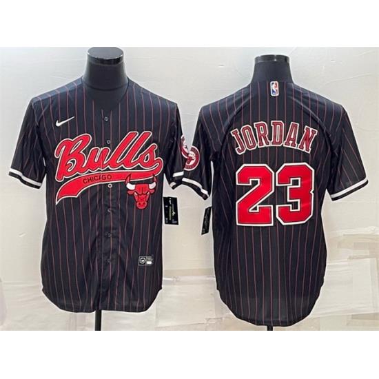 Men Chicago Bulls 23 Michael Jordan Black With Patch Cool Base Stitched Baseball Jersey
