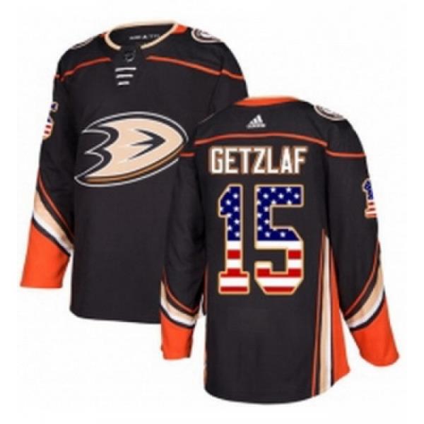 Youth Adidas Anaheim Ducks 15 Ryan Getzlaf Authentic Black USA Flag Fashion NHL Jersey