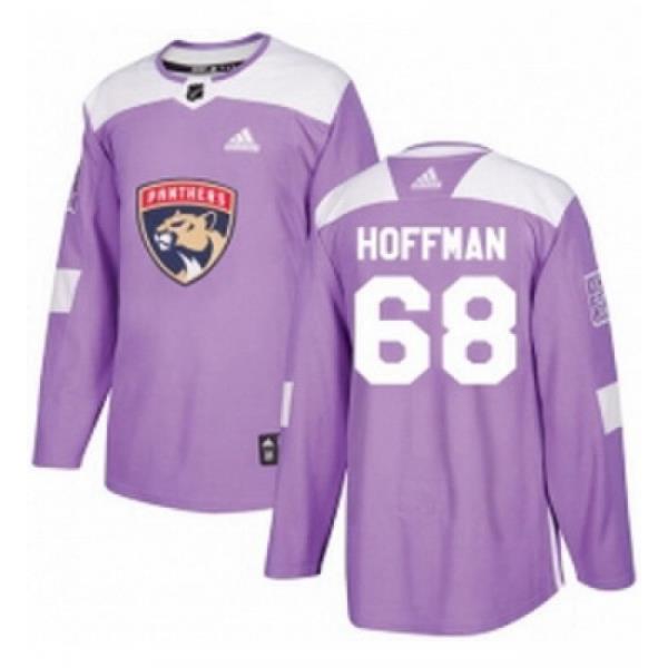 Youth Adidas Florida Panthers 68 Mike Hoffman Authentic Purple Fights Cancer Practice NHL Jersey