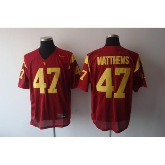 Trojans #47 Red Embroidered NCAA Jersey