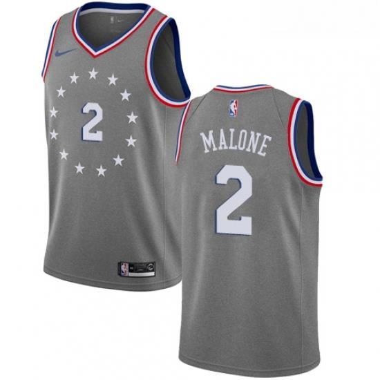 Womens Nike Philadelphia 76ers 2 Moses Malone Swingman Gray NBA Jersey City Edition