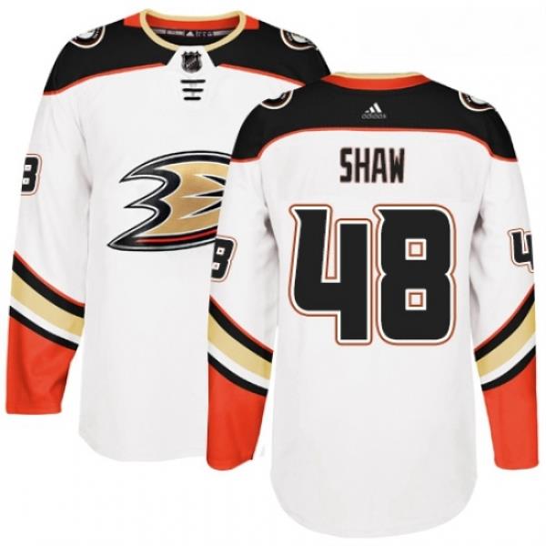 Youth Adidas Anaheim Ducks 48 Logan Shaw Authentic White Away NHL Jersey