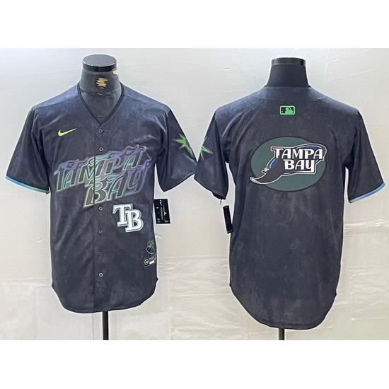 men tampa bay rays team big logo charcoal 2024 city connect limited stitched baseball jersey X