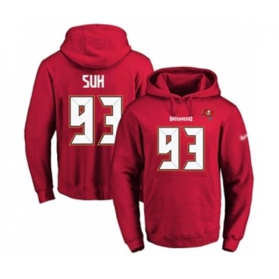 Football Mens Tampa Bay Buccaneers 93 Ndamukong Suh Red Name Number Pullover Hoodie