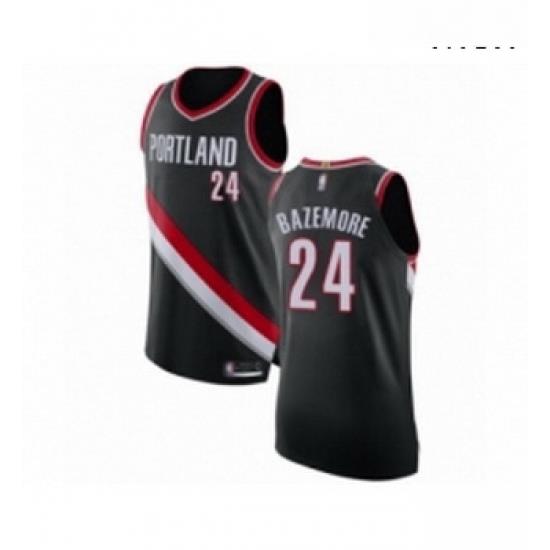 Mens Portland Trail Blazers 24 Kent Bazemore Authentic Black Basketball Jersey Icon Edition
