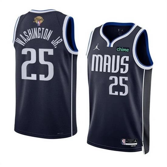 Men Dallas Mavericks 25 P J  Washington Jr  Navy 2024 Finals Statement Edition Stitched Basketball Jersey
