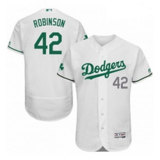 Mens Majestic Los Angeles Dodgers 42 Jackie Robinson White Celtic Flexbase Authentic Collection MLB Jersey