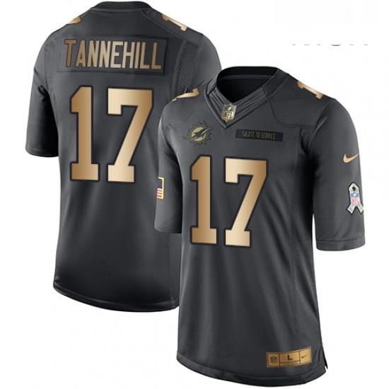 Mens Nike Miami Dolphins 17 Ryan Tannehill Limited BlackGold Salute to Service NFL Jersey