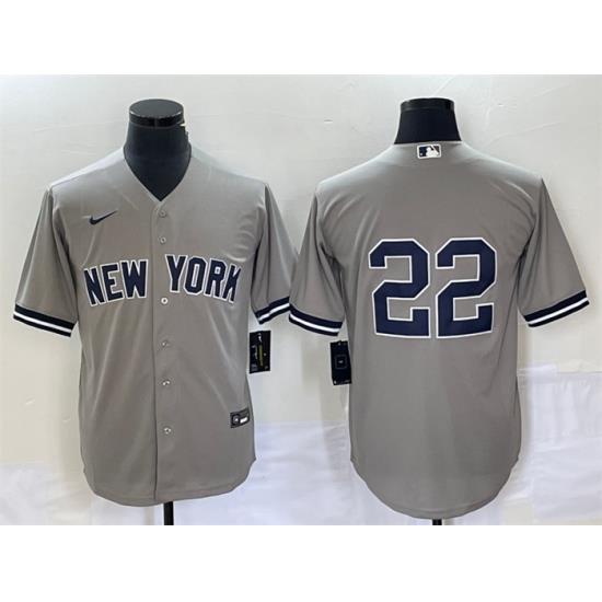 Men NeW York Yankees 22 Harrison Bader Gray Cool Base Stitched Baseball Jersey