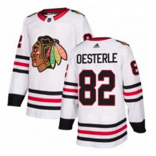 Youth Adidas Chicago Blackhawks 82 Jordan Oesterle Authentic White Away NHL Jersey