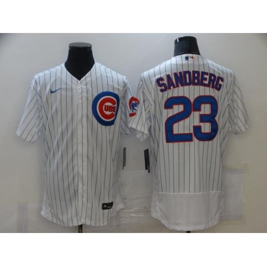 Men NeW York Mets 23 Ryne Sandberg White stripe Flex Base 2021 Nike MLB Jersey
