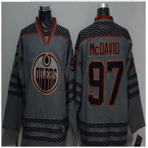 Edmonton Oilers #97 Connor McDavid Charcoal Cross Check Fashion Stitched NHL Jersey