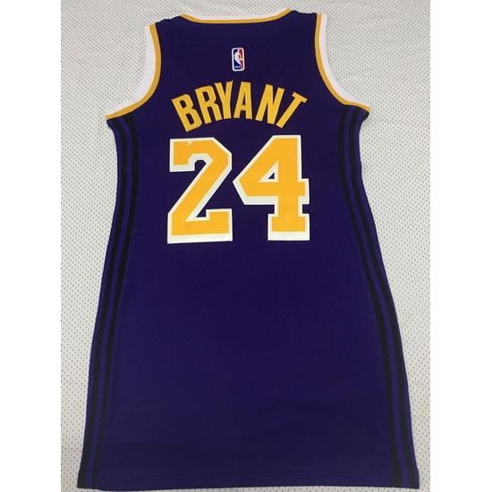 Women Los Angeles Lakers 24 Kobe Bryant Dress Stitched Jersey Purple II