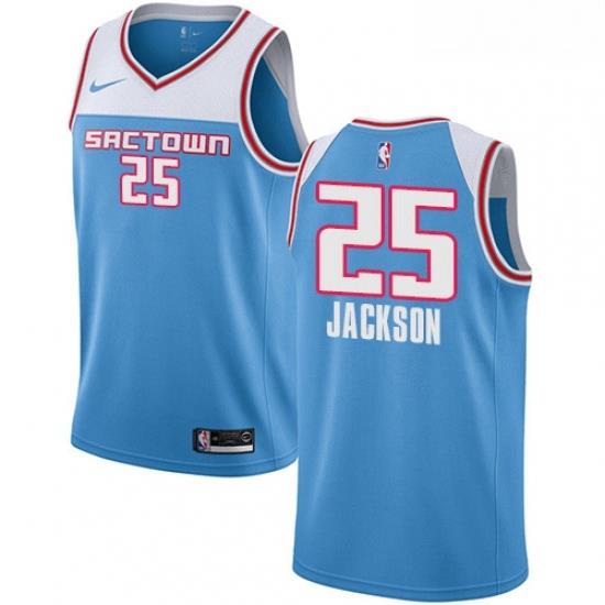 Mens Nike Sacramento Kings 25 Justin Jackson Swingman Blue NBA Jersey 2018 19 City Edition