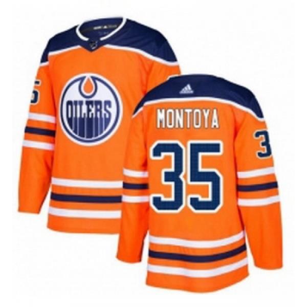 Youth Adidas Edmonton Oilers 35 Al Montoya Authentic Orange Home NHL Jersey