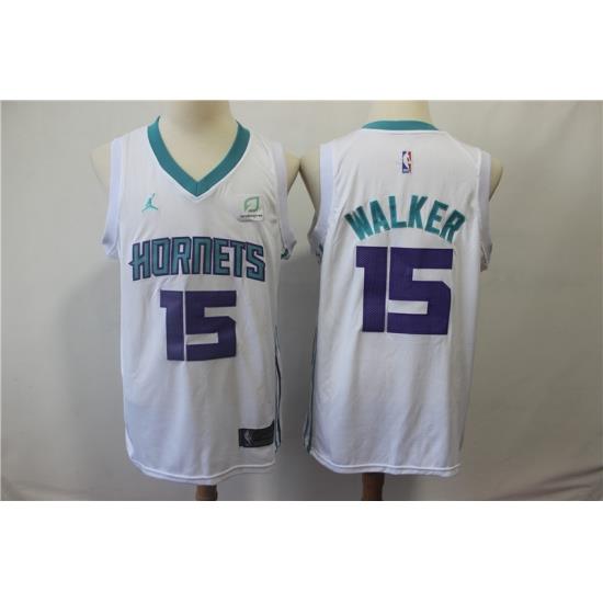 Nike Hornets 15 Kemba Walker White Jordan Brand Swingman Jersey