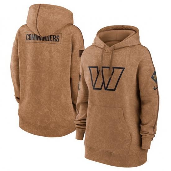 Women Washington Commanders 2023 Brown Salute To Service Pullover Hoodie 28Run Small 29