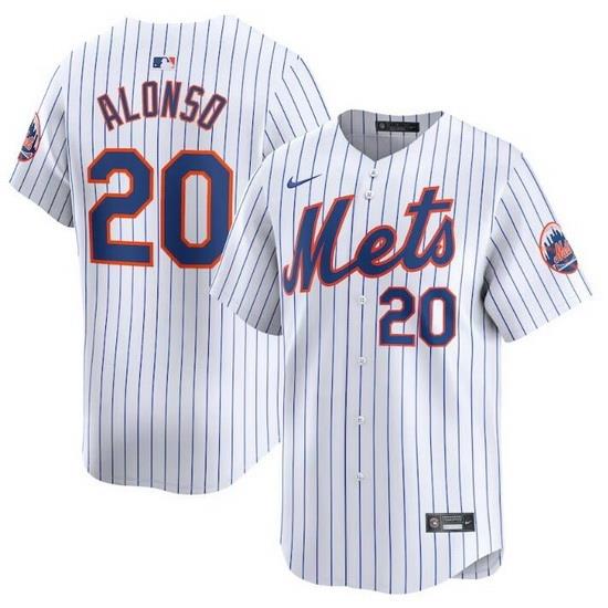 Men NeW York Mets 20 Pete Alonso White 2024 Home Limited Stitched Baseball Jersey