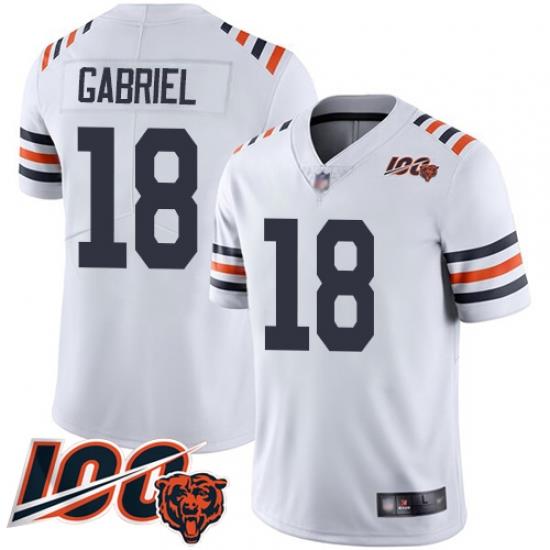 Men Chicago Bears 18 Taylor Gabriel White 100th Season Limited Football Jersey