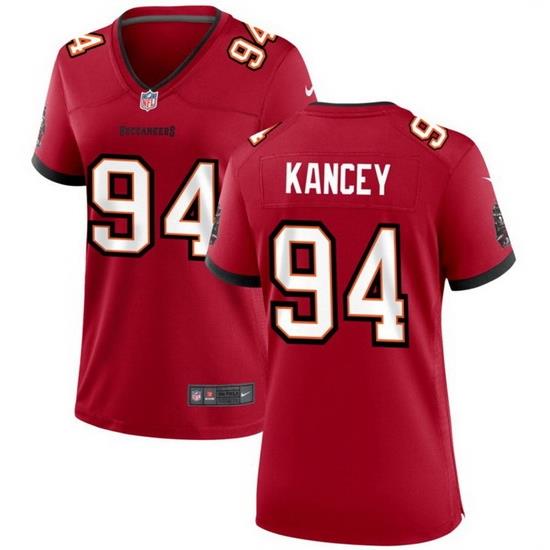 Women Tampa Bay Buccanee 94 Calijah Kancey Red 2023 Draft Stitched Game Jersey