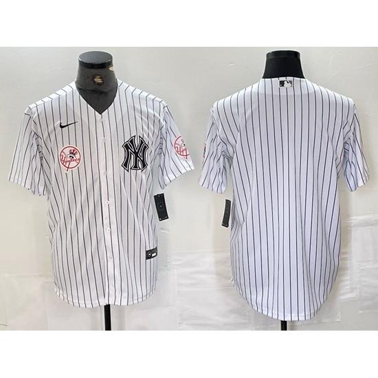 Men NeW York Yankees White Team Big Logo Cool Base Stitched Baseball Jersey 18